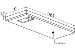 D'lau Led rechthoekig onderbouw 3W 3200K RVS-look- -touch 10w met dimmertransfo