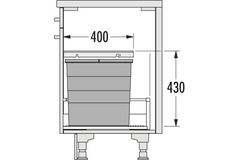 Hailo allegro c.60 cm h.380 mm 2x28l anthracite 