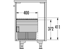 Hailo cargo aqua k.90cm 28 +2x13l antraciet SoftClose - volledig uittrekbaar