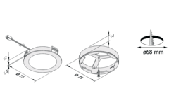 Hera set 4 x fr-68 Led 4w 24V 3000K look inox +transfo Led 30 