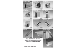 Toebehoren douche met schuifdeur wand/hoek/wand voor gekitte vaste glaspanelen, glanzend rvs