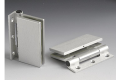 Charnière mur/verre rectangulaire pour montants étroits, pour verres 8/12, B50 H100, aluminium mat