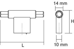 T-knop PRISMA L78 zamak mat zwart