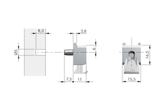Schabdrager Kubic nikkel d.5mm voor glazentablet extra te bestellen : bovendeel 4024-519