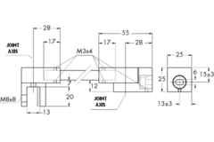 Barre raidisseur mur/verre avec double articulation, pour verres 8/12, L1057, chromé