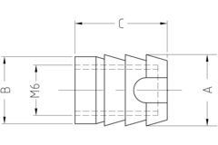Moufle d.10mm int.M6 - 11mm blanc 