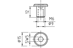 Capuchon SW5 tete cyl M6 zingué 