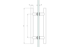Paire de poignées de tirage rondes, pour verres 6/17,5, B20 L300, inox brillant