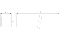 Barre carrée, B25 H25 L2000, aluminium brillant