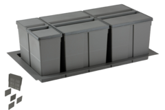 Système déchets tiroir 9xl c.900mm h.207mm 20 L + 20 L + 9 L gris orion