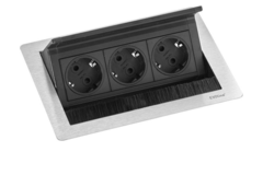 Evoline flip top push small rvs d-nl-l3 stopcontac 3 stopcontacten