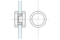 Paar ronde handgrepen, voor 8/12 mm glas, B40 L8, rvs cnc bewerkt