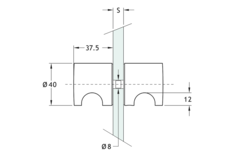 Paar knoppen met greep, voor 8/14 mm glas, B38 L40, geborsteld rvs effect