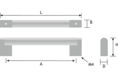 poignée  boss dist.409mm dia.22mm inox-loo 