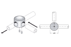 Pba 500-alu raccord t 3 voiestubes 25mm
