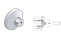 Pba 500-g inox sat. rosace de fixation murale tube 25mm
