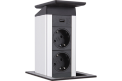 Evoline port push cuisine charger zw. glas nl-d-l2 2 stopcontacten/1 usb charger