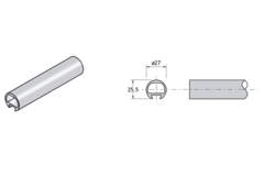 Pba 500-alu tube superieur d:25mm/l:3m