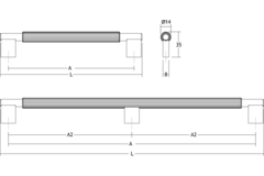 Greep ARPA BA1178-589 L1200 aluminium geborsteld zwart
