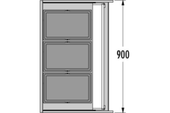 Poubelle hailo triple XL 90cm 84l 3 x 28l 