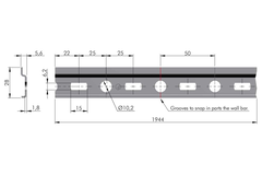 Profilé WPC1 pour accrocher APC6/APC1 zingué 2000mm  