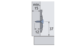 Kruismontageplaat met directe hoogteverstelling, vernikkeld, Rijboring 37 x 32 mm, met spaanplaatschroeven (voor boringen ø 2,5 mm), dikte 0.0 mm