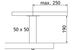 Support de bar capri droit 50x50 noir  