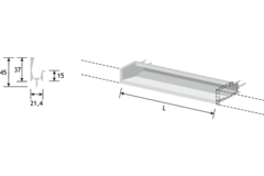 Greep HEXXA L350 aluminium mat zwart