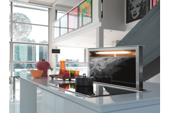 Downdraft - hotte plan de travail / 900  mm/ inox-Verre noir