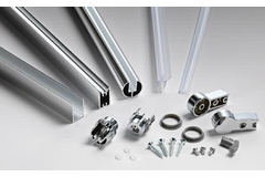 Scharnier over volledige hoogte voor badrand, voor 6 mm glas, L1500, glanzend aluminium
