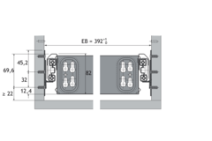 Coulisse Quadro Duplex 45, Compatible avec Silent System, compatible avec Push to open,  EB 292 mm / 392 mm, 530 mm, à gauche et à droite