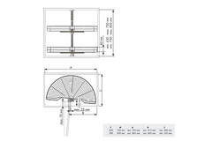 MC Line panier tournant 1/2 850x490mm chrome 