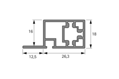Cadro Profilé pour porte coulissante rentrante, en haut, 3000 mm, Aspect inox