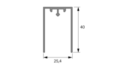 Cadro Profilé en U AvanTech YOU / Actro YOU / Actro 5D, 3000 mm, Aspect inox