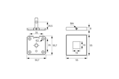 Cadro Fixation murale / Fixation au sol 55 x 55 mm Aspect inox