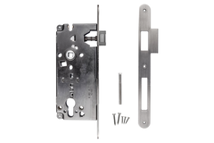 Serrure agb vieil argent/noir charbon cylin 85 mm   + contre-plaque étroite droite