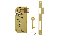 Serrure agb laiton 90 mm + contre-plaque   étroite droite
