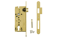 Serrure agb laiton cyl  85 mm + contre-plaque    étroite droite