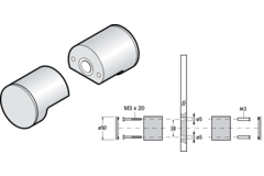 Pba 500-nylon blanc bouton double pr porte en verr e