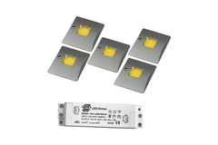 Omled ii set 5 inox 5x3W blanc chaud + transfo 12V 15W