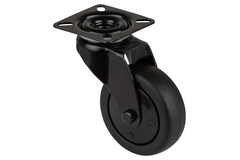 Roulette pivot d75mm h103mm caoutch noir 60kg 