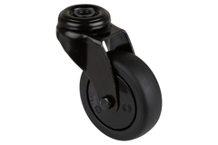 Roulette pivot d75mm h103mm caoutchouc noir 60kg 
