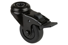 Roul. pivot+frein d50mm h73mm caoutch noir 50 kg 
