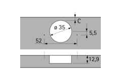 Charnière Sensys de 110° avec amortissement intégré (Sensys 8645i), nickelée, rentrant, Angle d'ouverture  110°, TH-schéma de perçage 52 x 5,5 mm, à visser (-)
