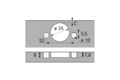 Sensys scharnier voor dunne deuren, deurdikte vanaf 10 mm, met geïntegreerde demping (Sensys 8646i), in obsidiaanzwart, half opliggend, openingshoek 110°, TH-boorbeeld 52 x 5,5 mm, met spreidpluggen (ø 10 x 8)