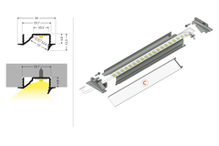 Profilé Led diagonal10 C 2000 anodisé 
