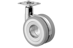 Roul.pivot.d75 h103 50kg chr.-gris/blanc  roulette design double