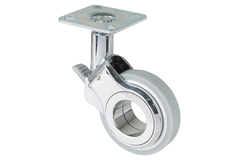 Roul.pivot.+frein d60 h95 50kg chr.-gris/blanc  roulette design simple