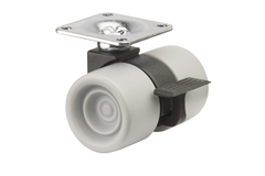 Zwenkwiel+rem d.38 h.52 60kg chr.-grijs/zwart design dubbel wiel