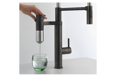 Vital - Système de filtration à bec mobile / 2 jets / Levier sur le côté / Inox Look & Noir mat